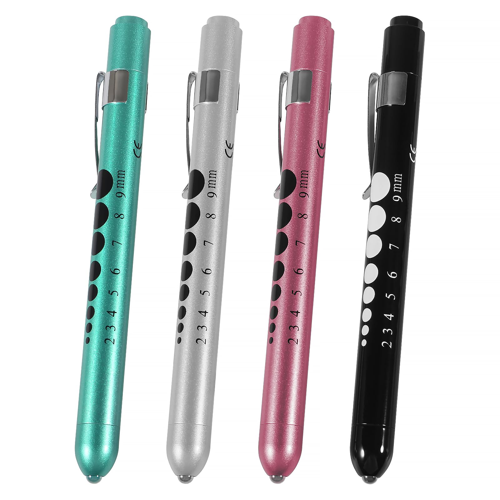 4pcs Pen Light LED Penlight Pen Light with Pupil Gauge LED Reusable Penlight Medical Penlight White Light for Doctors Nursing Student