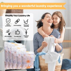 5Pcs Durable Mesh Laundry Bag, Durable Laundry Bags with Premium Zipper (5pcs Sunny)