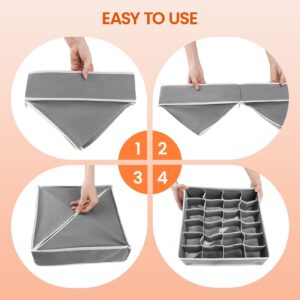 12-Pack Closet Drawer Organizer, 135 Cells Sock Underwear Organizer, Foldable Non-woven Dresser Fabric Storage Box Divider Bins for Bra, Socks, Underware, Ties, Clothes, Scarf and Swimsuit (Gray)