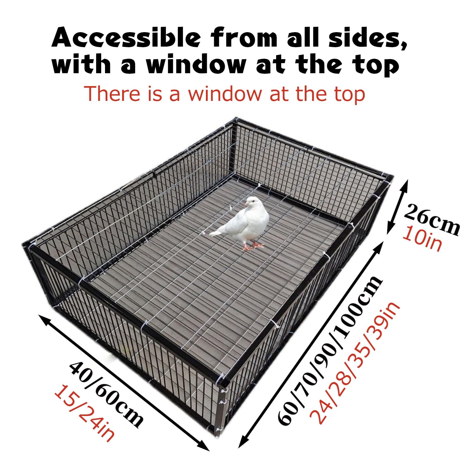 NEONMAN Pigeon Trap with Escape-Proof Design Pigeon Cage with One-Way Entry Encrypted Pigeon Automatic Pigeon Collection Chicken Cage and Bird Trap with Metal Welding Portable Easy Assembly(Black,28x1