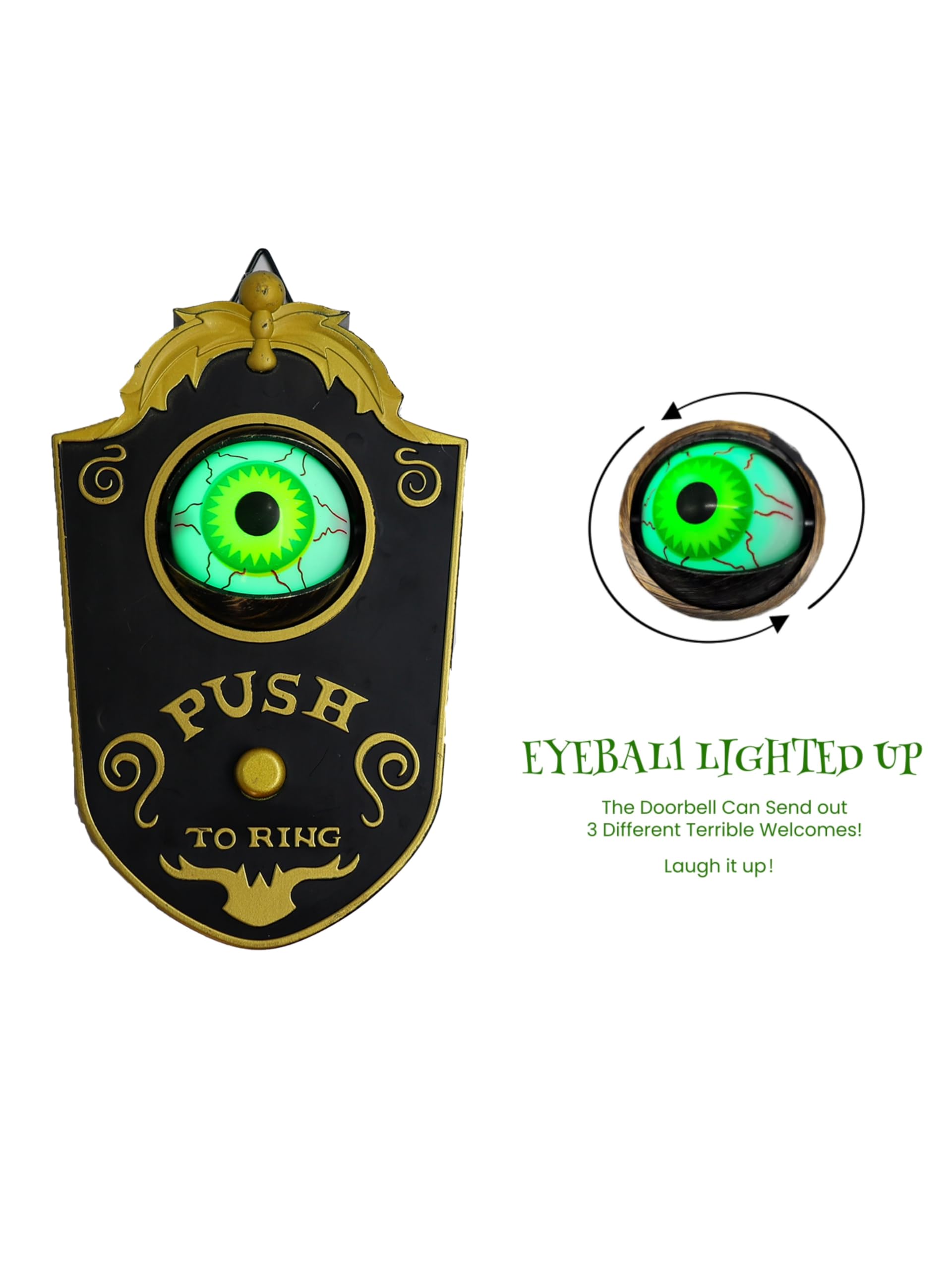 ReneeCho Halloween Doorbell Light-up Moving Eyeball Door Decors Black White