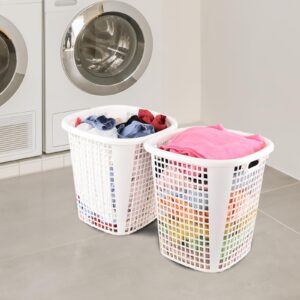 Ucake 6 Packs 50 Liter Plastic Laundry Basket Hamper with Handles, Tall Laundry Hamper Baskets, White