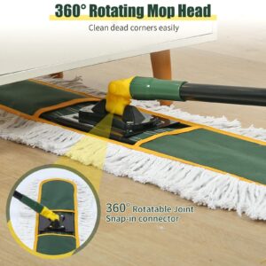 24" Commercial Dust Mop for Floor Cleaning, Heavy Duty Large Mop with Replacement Mop Pads, Industrial Duster Floor Wet Dry Mop for Cleaning Office Garage Hardwood Warehouse Factory Mall