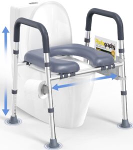 homland toilet seat risers for seniors, fsa/hsa eligible raised toilet seat with handles & padded seat, adjustable height & width, 400lb handicap elevated toilet seat for elderly, fit any toilet