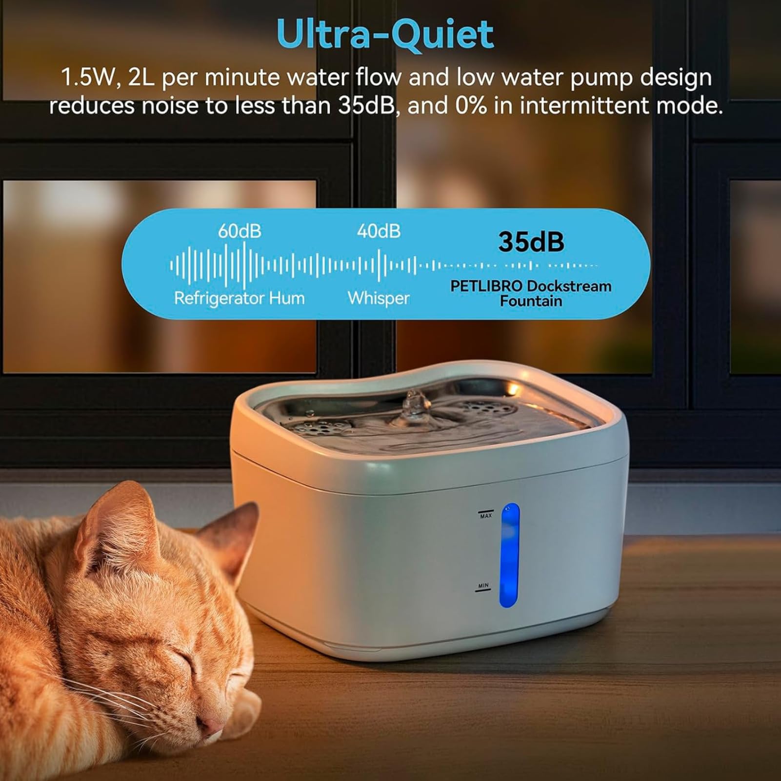 Dpofirs Stainless Steel Cat Water Fountain, 2.5L/85oz Automatic Sensing Water Fountains for Cats Indoor, 1 Weeks Capacity Pet Water Dispenser, 3000MAH Battery, Dual Water Sensing