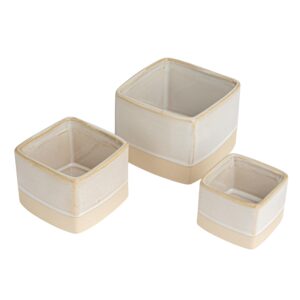 creative co-op ceramic nesting containers, cream, set of 3