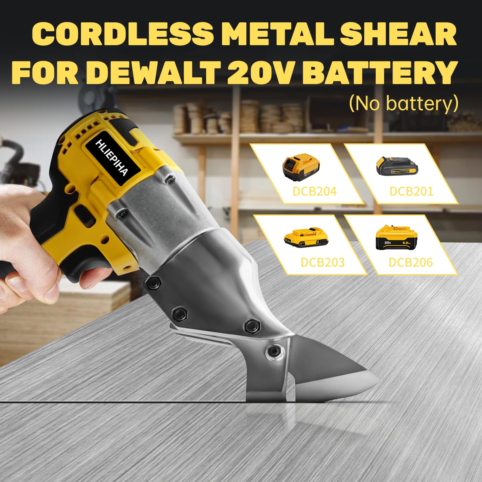 Cordless Sheet Metal Shear, Brushless Electric Metal Shears for Dewalt 20V Battery, 360 Degree Pivoting Head, 2 Variable Metal Shear Cutter Speed for Cutting Metal,Iron and Stainless(No Battery)