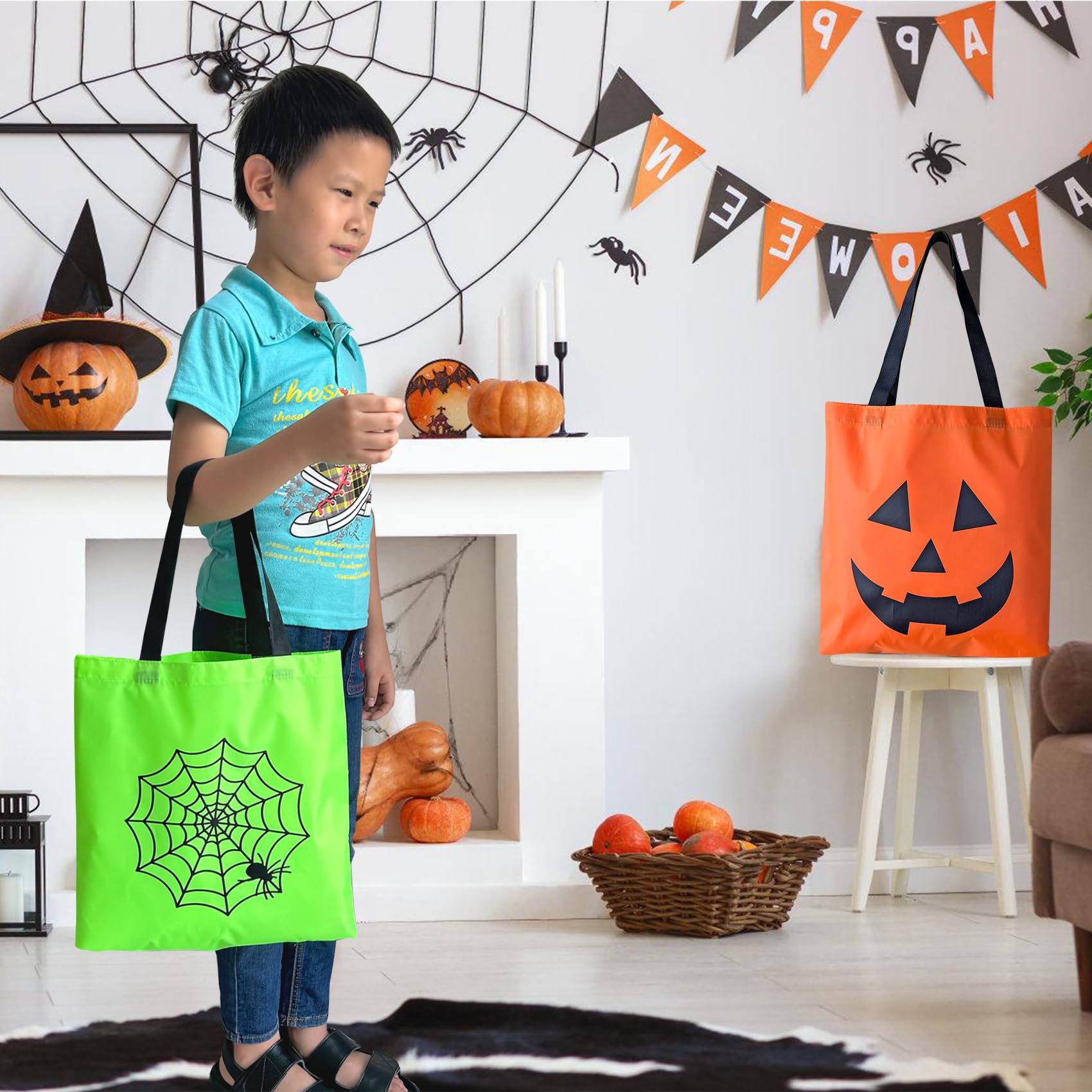 hsmyank 6PCS Halloween Trick or Treat Tote Bags, Halloween Party Bag For Candies, Biscuits, Cards12.5”X13”