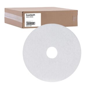 Boardwalk Polishing Floor Pads, 17" Diameter, White, 5/Carton