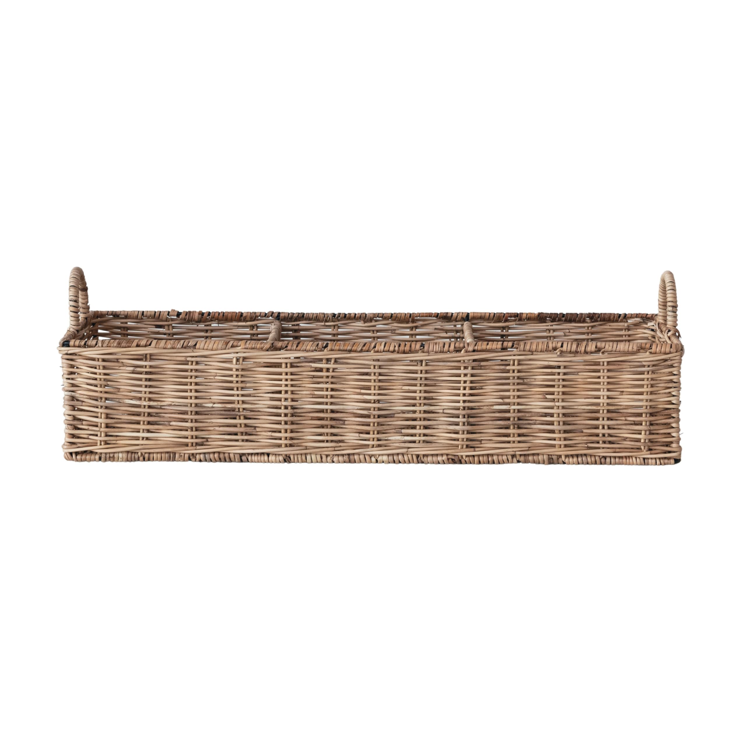 Creative Co-Op Rattan Hand-Woven Sectioned Basket, Natural