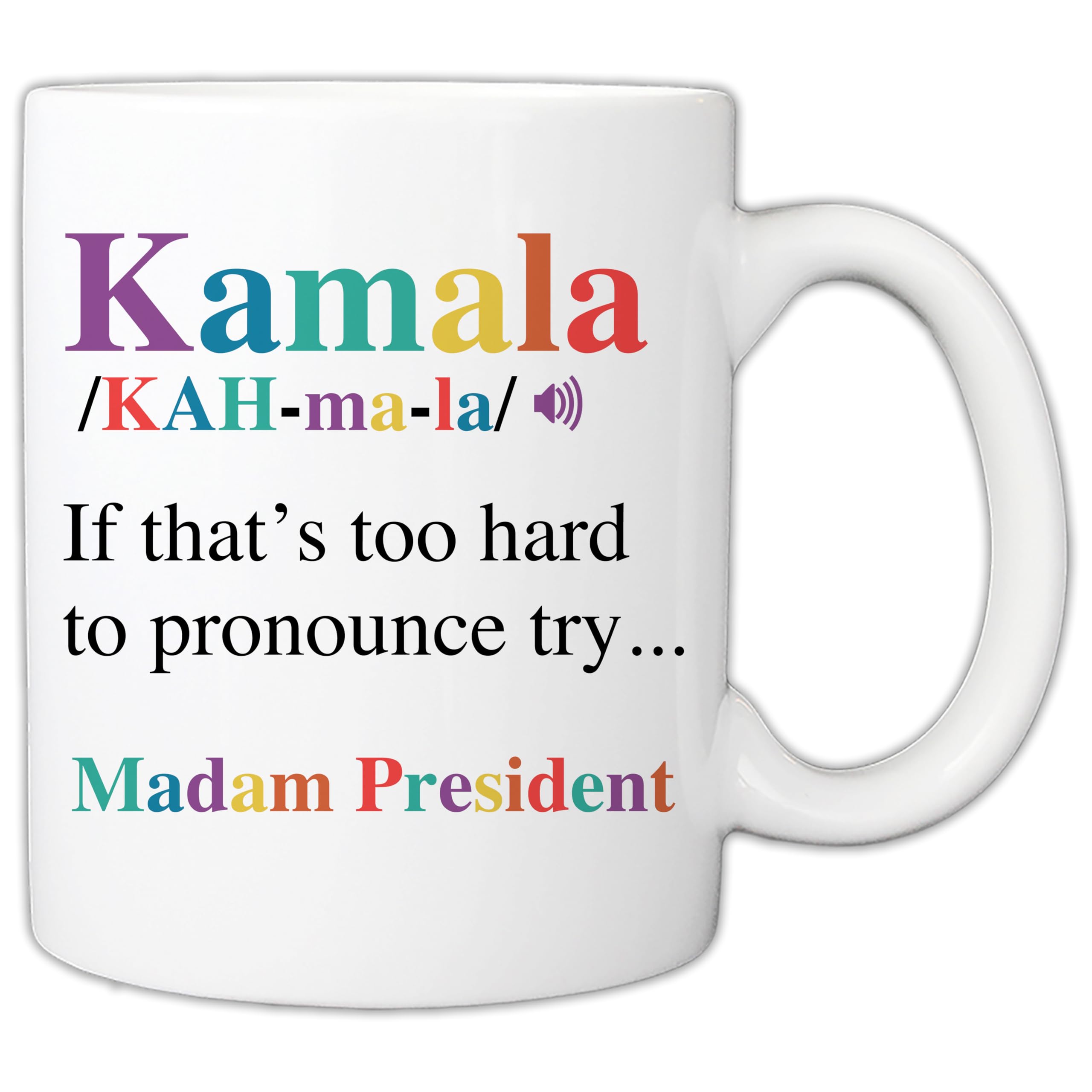 MyCozyCups Kamala Harris Definition 11oz Coffee Mug, Cat Ladies for Kamala 2024 Cup, First Female Madam President Gift for Women Equal Rights Liberal Democrat, Comma La Mug