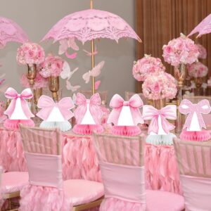 Pink Bow Party Honeycomb Centerpieces Decorations, 9Pcs Coquette Birthday Decorations, Pink Bow decorations for Birthday Bachelorette Bridal Party Decor