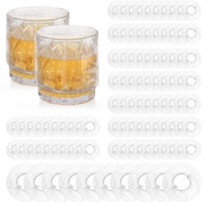 100 pcs scrunchie drink covers, bulk disposable plastic covers, cups covers for drinks protection covers, drink covers for alcohol protection for bar club adult drink beverage stretchable (clear)