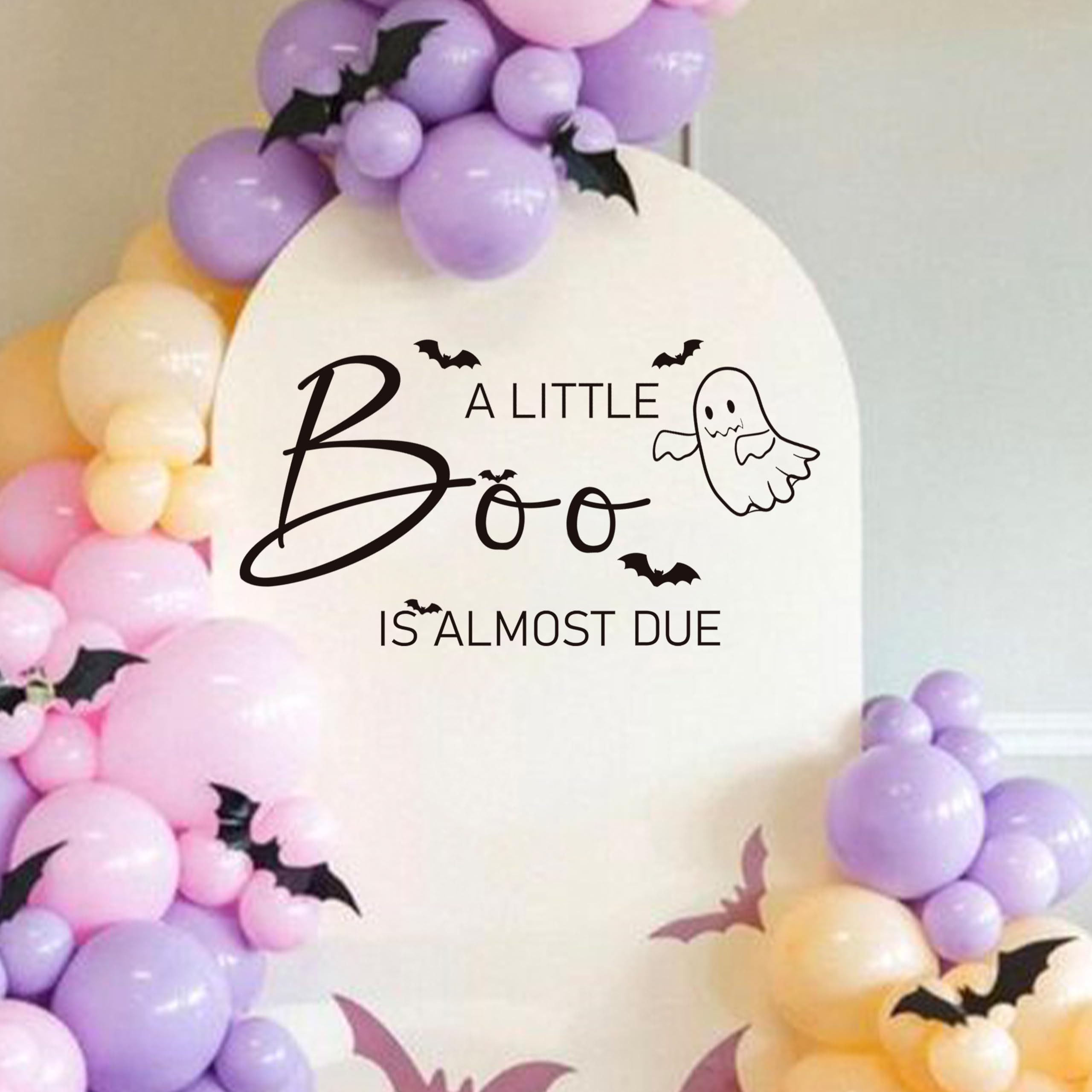 Gostman A Little Boo is Almost Due Decal - Halloween Balloon Arch Decal for Baby Shower,A Little Boo is Almost Due Party Decoration,Spooky Baby Gender Reveal Party Decor (Boo Decal)