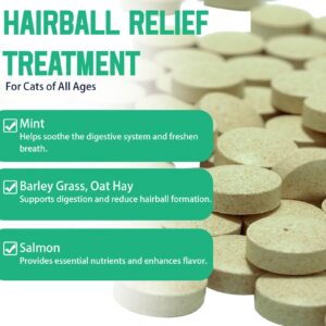 Cat Hairball Support, Hairball Remedy Cat Treats, Cat Furball Treatment, Supports Skin & Coat, Digestion, Cat Supplements, 150 Tablets