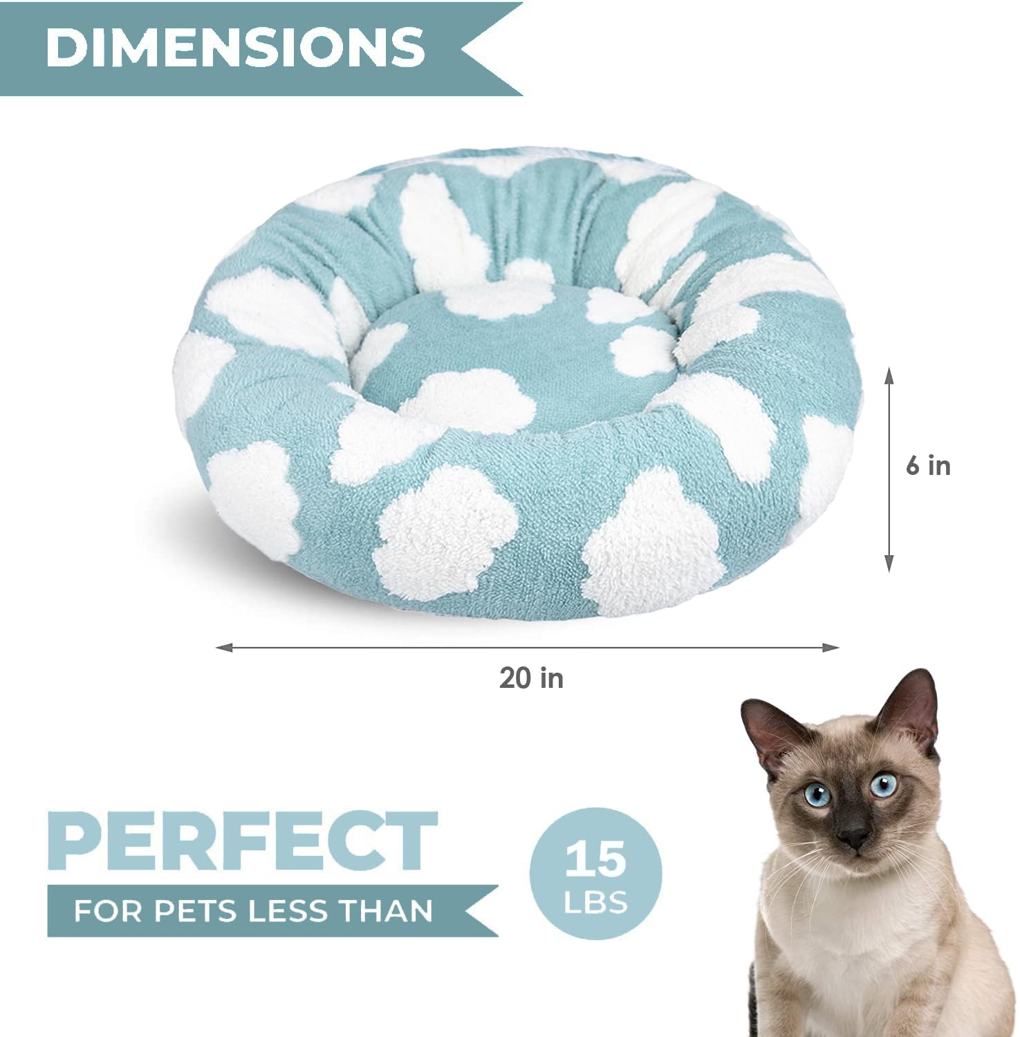 Whiskers & Friends Cat Bed, Cat Beds for Indoor Cats Washable, Small Dog Bed Calming Pet Bed, Cat Beds & Furniture, Large Cat Bed, Kitty Kitten Bed