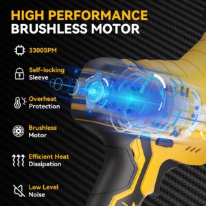 Cordless Reciprocating Saw for DeWalt 20V Battery, Brushless Power Recipro Saw, 3500SPM Variable Speed, 4 Saw Blades with Carry Case for Wood/Metal/PVC Cutting, Bare Tool