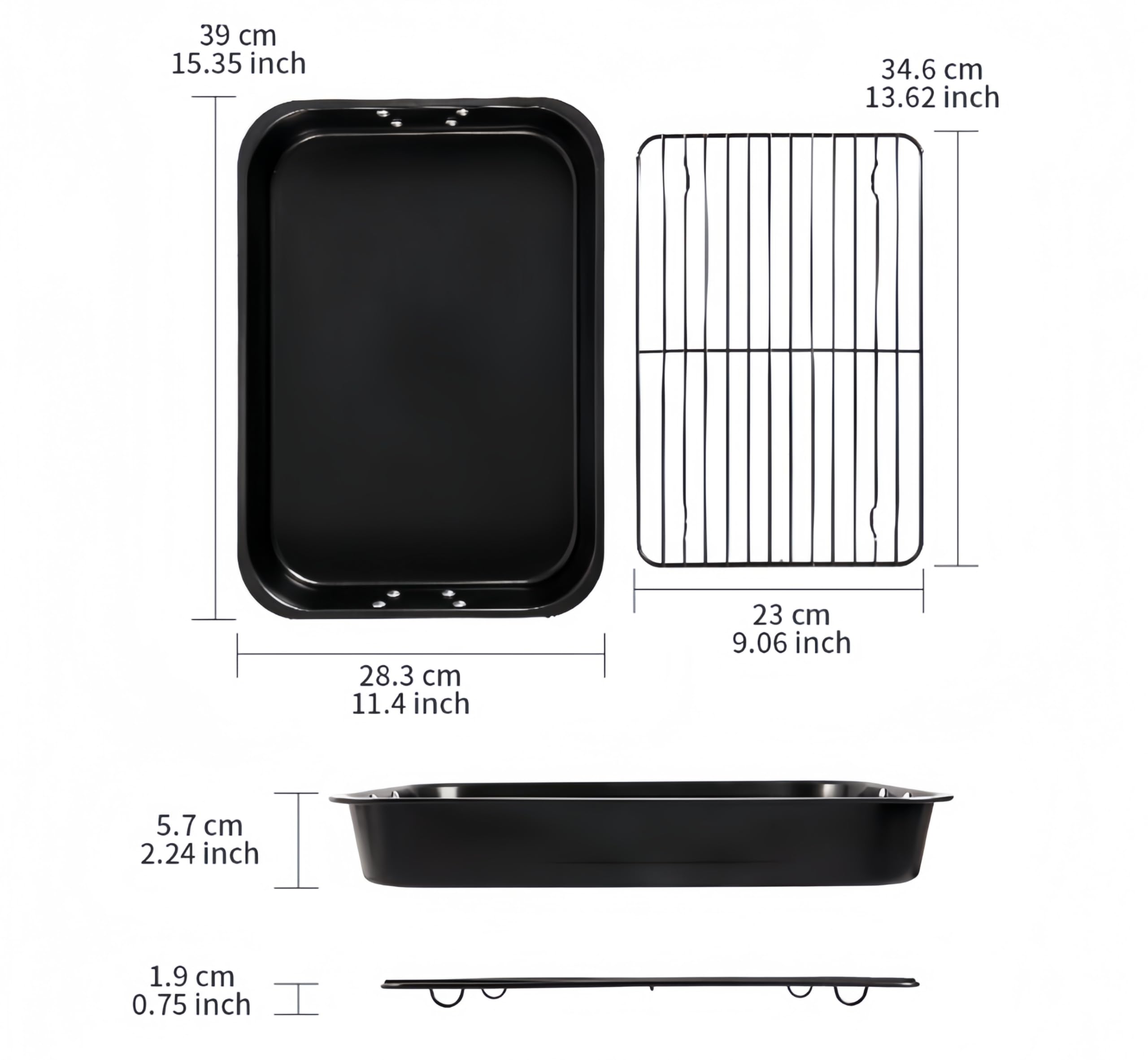 Roasting Pan with Rack and Handles-15" Heavy Duty Carbon Steel Roaster Pan for Oven - Turkey Chicken Meat & Vegetables,Toaster Oven Tray Pans with cooling rack,Baking Sheet with Rack Dishwasher Safe