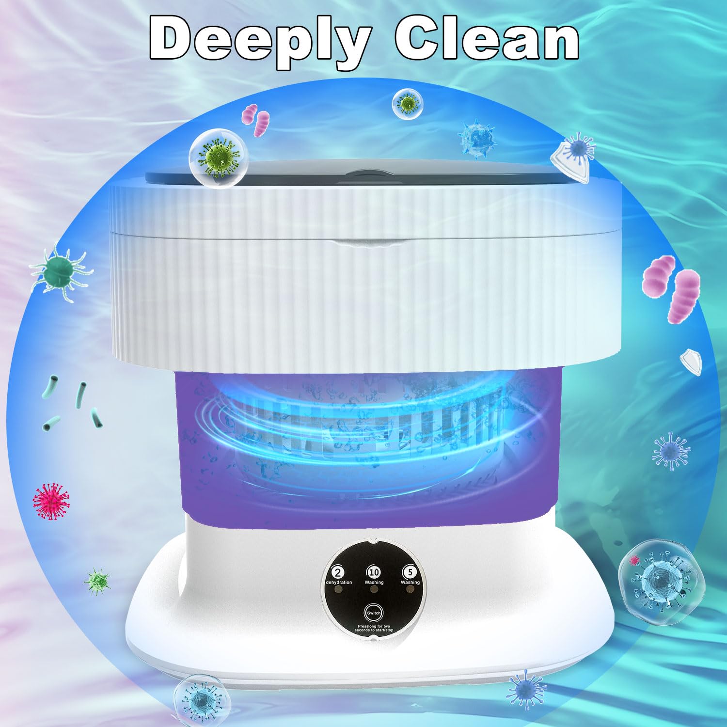 Mini Portable Washing Machine with Spin Dry, 13L Foldable Small Washer，Compact Laundry Lavadora Portatil for Underwear, Baby Clothes, Socks or Small ltems, Dormitory, Apartments, Travel, Purple