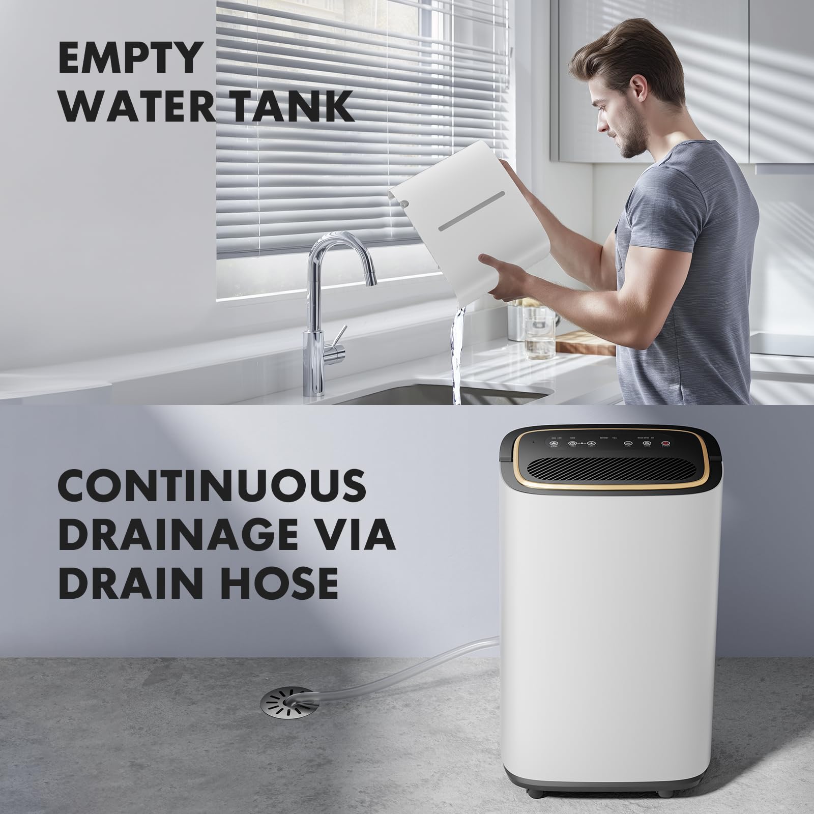 Sweetcrispy 2,000 Sq.Ft Energy Star Dehumidifier for Basement with Drain Hose, 30 Pint Portable Dehumidifiers for Home Bedroom Bathroom Large Room, Powerful Moisture Removal and Humidity Control