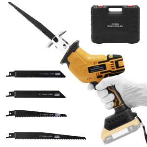 cordless reciprocating saw for dewalt 20v battery, brushless power recipro saw, 3500spm variable speed, 4 saw blades with carry case for wood/metal/pvc cutting, bare tool