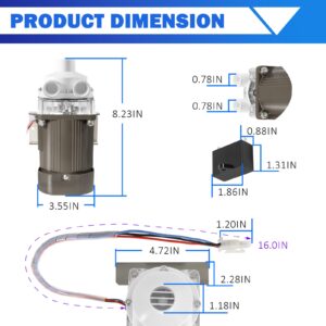 S-0731 Ice Machine Motor Replacement for Hoshizaki 900-SD, KM-1300M, KM-1600M Series Ice Machines 120V 60W Water Pump Motor Assembly for Hoshizaki S-0731