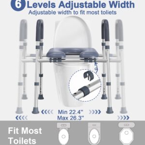 HOMLAND Toilet Seat Risers for Seniors, FSA/HSA Eligible Raised Toilet Seat with Handles & Padded Seat, Adjustable Height & Width, 400lb Handicap Elevated Toilet Seat for Elderly, Fit Any Toilet