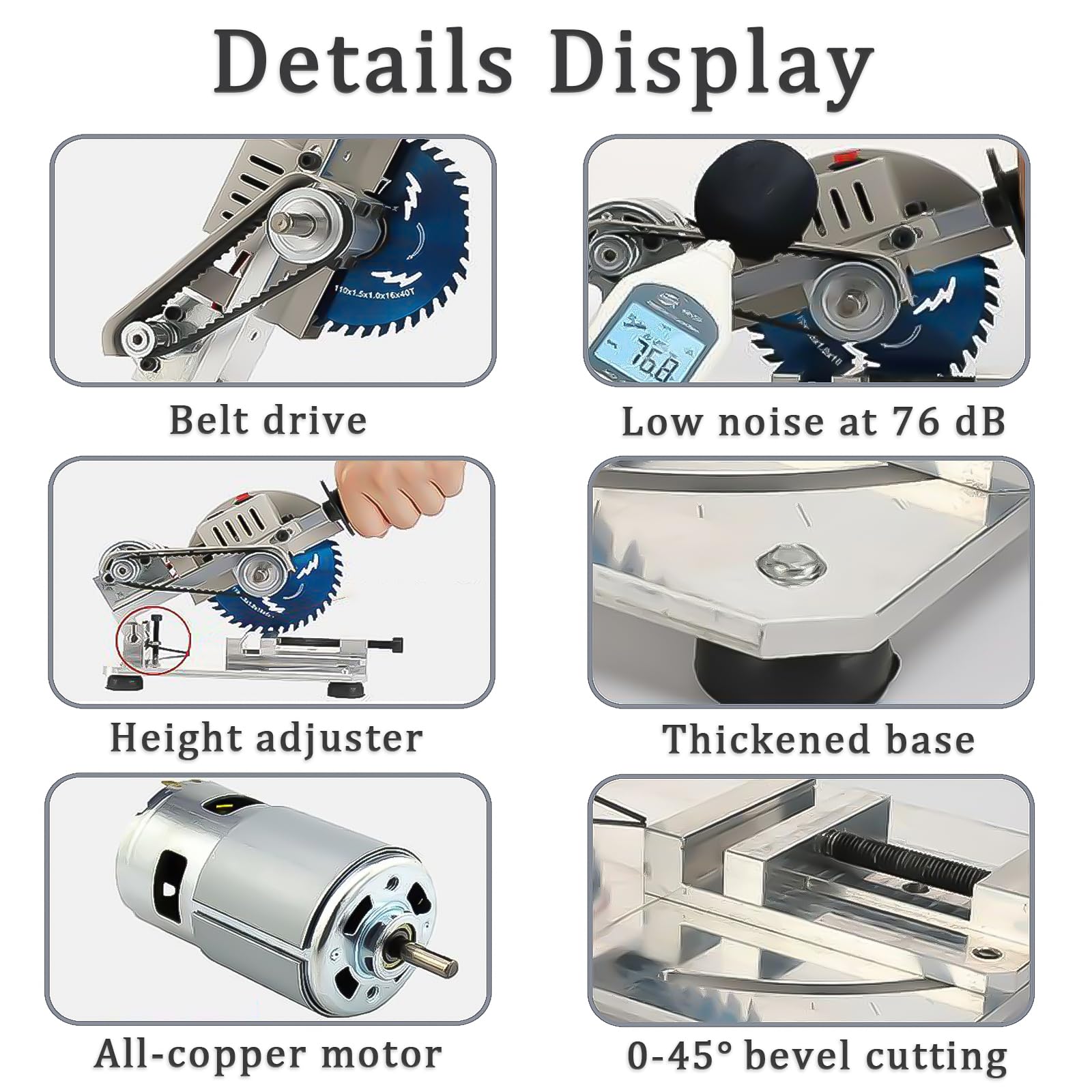 4" Mini Chop Saw, 9000 RPM – Adjustable 0-45° Angle & Height Miter Saw, Versatile Micro Cutter for Crafts – Ideal for Soft Metal, Wood, Aluminum – 110V, Includes 3 Blades