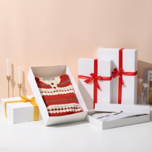 STYPOP 12 White Gift Boxes with Lids for Presents - 6 X-Large Gift Boxes 4in Deep for Sweaters or Robes, 6 Large Shirt Boxes 2in Deep for Christmas, Holidays, Birthday, Wedding