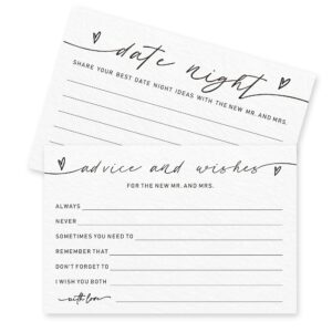 advice and wishes card set for the new couples mr and mrs, 15 wedding advice cards and 15 date night cards cards for bride, groom, newlyweds, wedding supplies，bridal shower party(4x6 inches off-white)-b01