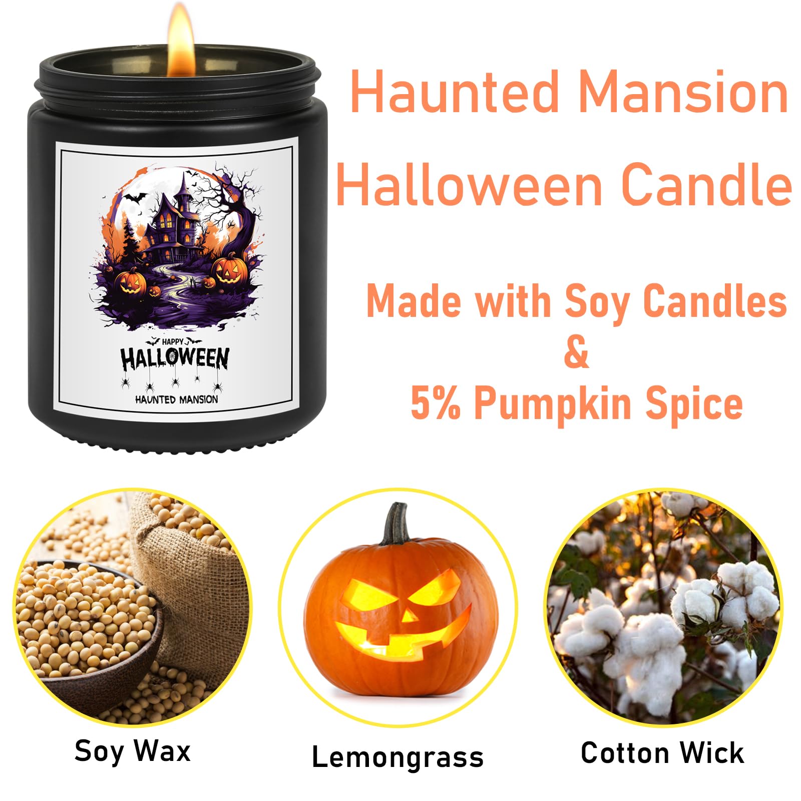 Halloween Decorations, Halloween Candles Gifts, Haunted Mansion Halloween Decor, Pumpkin Spice Candles, Happy Halloween Decorations Indoor for Family Parties Friends.