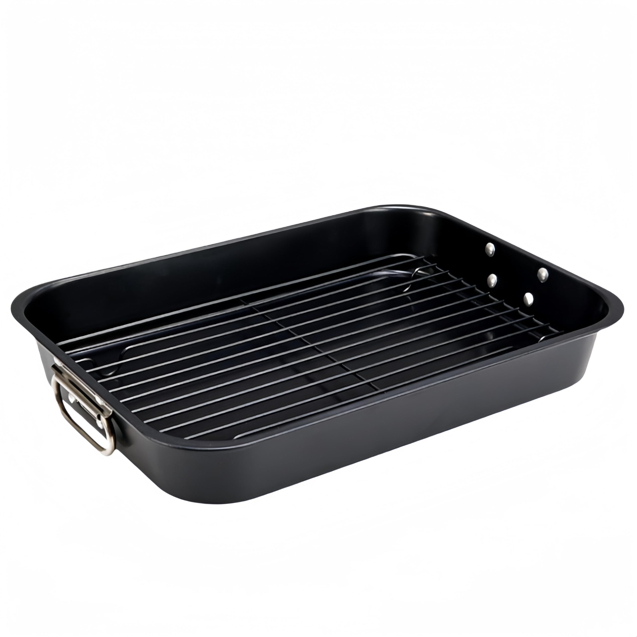 Roasting Pan with Rack and Handles-15" Heavy Duty Carbon Steel Roaster Pan for Oven - Turkey Chicken Meat & Vegetables,Toaster Oven Tray Pans with cooling rack,Baking Sheet with Rack Dishwasher Safe