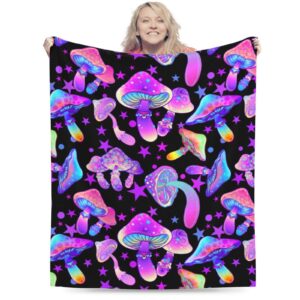 Mushrooms Magic Throws Blanket Gifts for Men Women Couch Bed Bedding Soft Rainbow Hippie Flannel Blankets 50x40 Inch