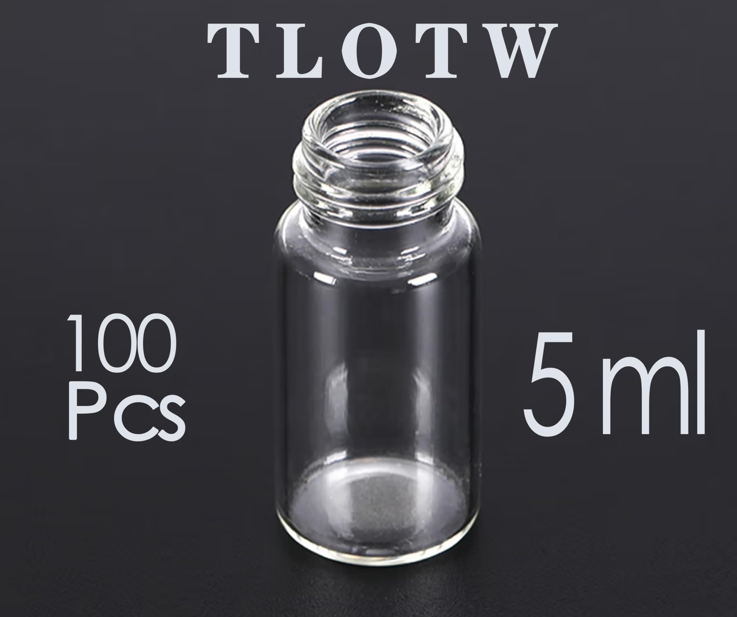 100Pcs 5ml Glass Vials with Screw Caps Small Bottles for Liquids,Small Liquid Sample Vial, for Oil Sample Aromatherapy Fragrance Vials Lightweight Perfume Travel