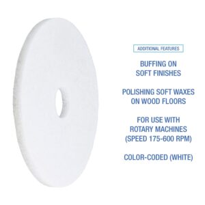 Boardwalk Polishing Floor Pads, 17" Diameter, White, 5/Carton