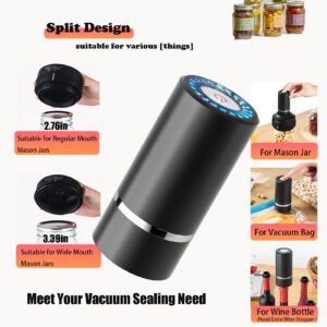 Electric Mason Jar Vacuum Sealer Kit for Wide Mouth & Regular Mouth Mason Jars, Rechargeable & Portable Vacuum Sealer for Canning & Vacuum Bag, Cordless Vacuum Sealing Machine for Canned Food Storage