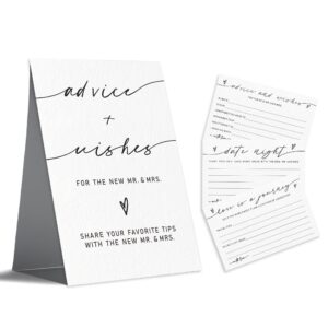 advice and wishes card set for the new couples, 1 standing sign 15 advice cards, 15 date night cards cards 15 journey idea cards for bride, groom, newlyweds, wedding favors & supplies(white)-c01