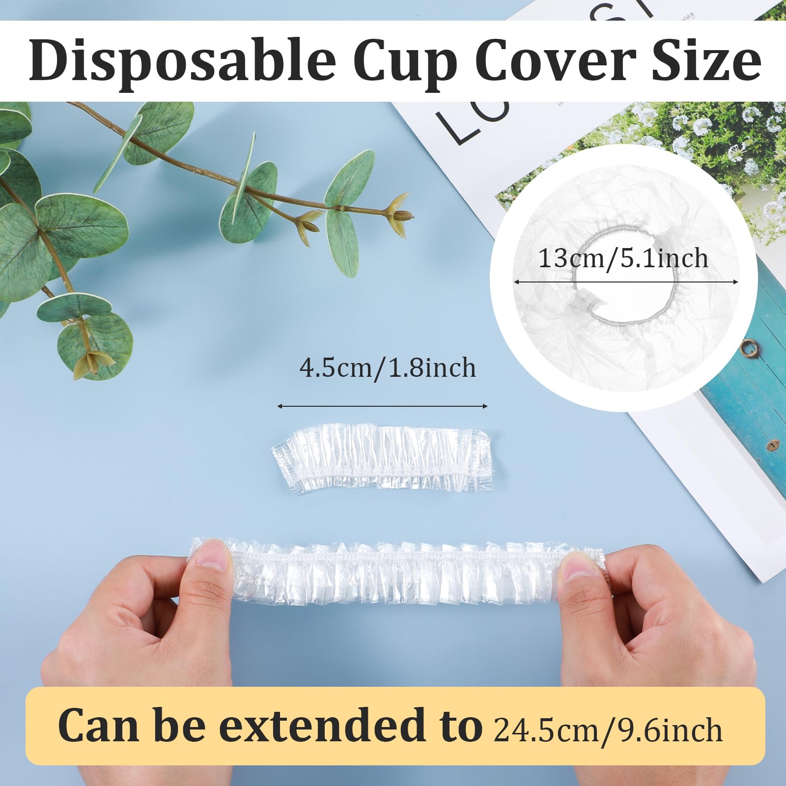 100 Pcs Scrunchie Drink Covers, Bulk Disposable Plastic Covers, Cups Covers for Drinks Protection Covers, Drink Covers for Alcohol Protection for Bar Club Adult Drink Beverage Stretchable (Clear)