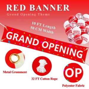 PURREITTI Red Grand Opening Ribbon Cutting Ceremony Kit with 25" Giant Scissors, 5Yd 4" Wide Ribbons, 10Ft Grand Opening Banner with Rope, 30 Pack Balloons Set with 3 Rolls 32Ft Ribbons