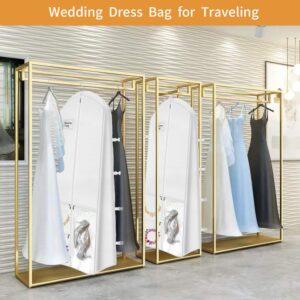 Portable Wedding Dress Garment Bag, 72 Inch Trifold Bridal Dress Bags for Gowns Long with Pockets and Handles, 10" Gusseted Dress Cover for Wedding Dress with Buckle