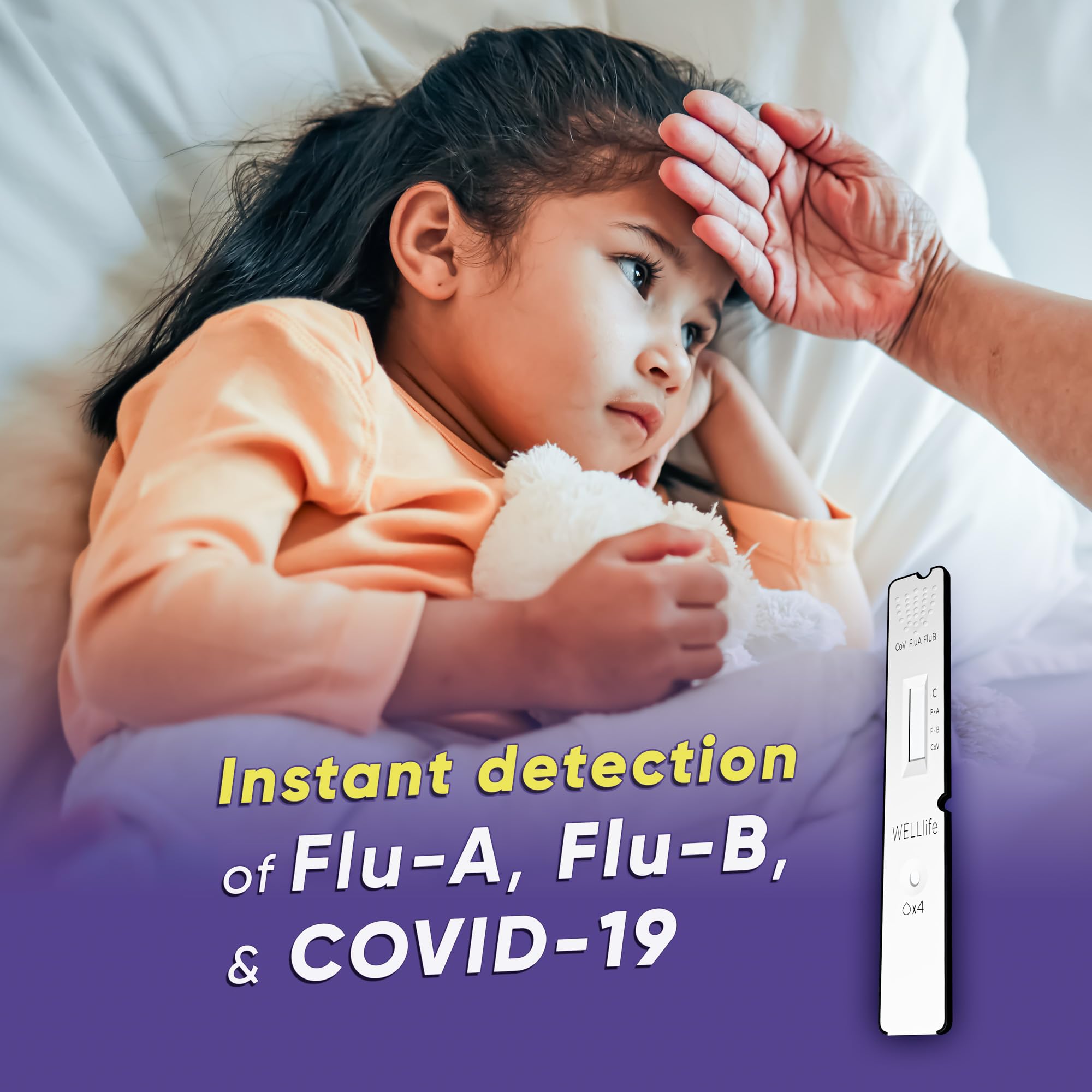 WELLlife COVID-19/Influenza A&B Home Test, Get Results for Flu A/B and COVID-19 in 10 Minutes, at Home Self Test with Non-invasive Nasal Swab, FDA EUA Authorized -[10 Tests]