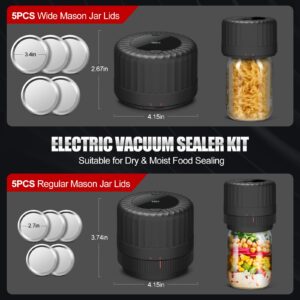 Electric Mason Jar Vacuum Sealer Kit for Mason Jars with Wide and Regular Mouth Canning Jar Lids