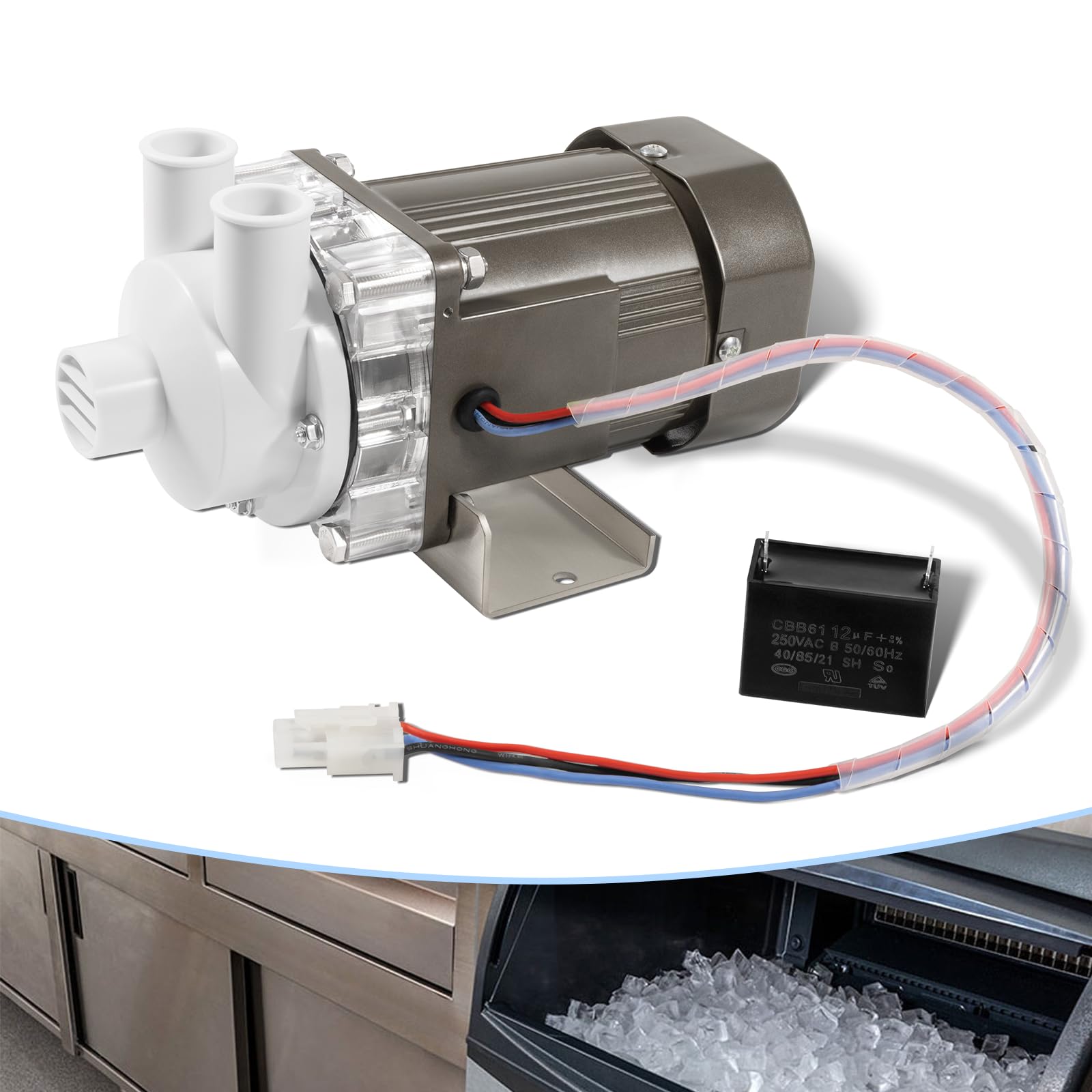 S-0731 Ice Machine Motor Replacement for Hoshizaki 900-SD, KM-1300M, KM-1600M Series Ice Machines 120V 60W Water Pump Motor Assembly for Hoshizaki S-0731