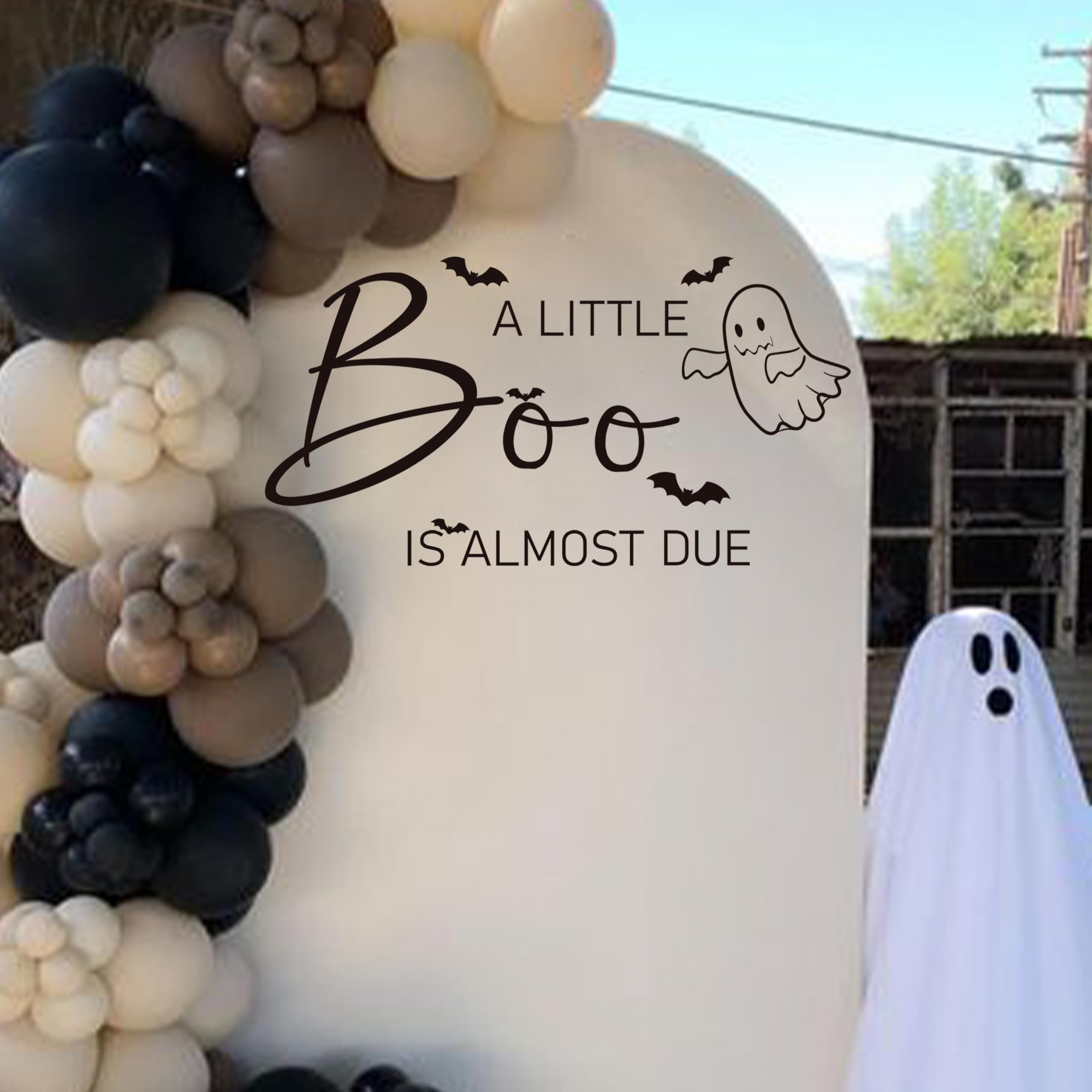 Gostman A Little Boo is Almost Due Decal - Halloween Balloon Arch Decal for Baby Shower,A Little Boo is Almost Due Party Decoration,Spooky Baby Gender Reveal Party Decor (Boo Decal)