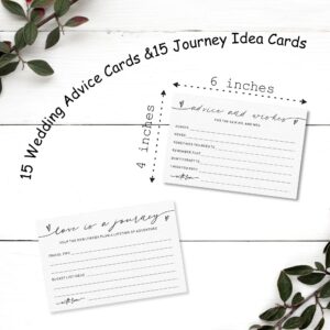 Advice And Wishes Card Set For The New Couples Mr And Mrs, 15 Wedding Advice Cards And 15 Journey Idea Cards For Bride, Groom, Newlyweds, Wedding Favors，Bridal Shower Party(4X6 Inches White)-A01