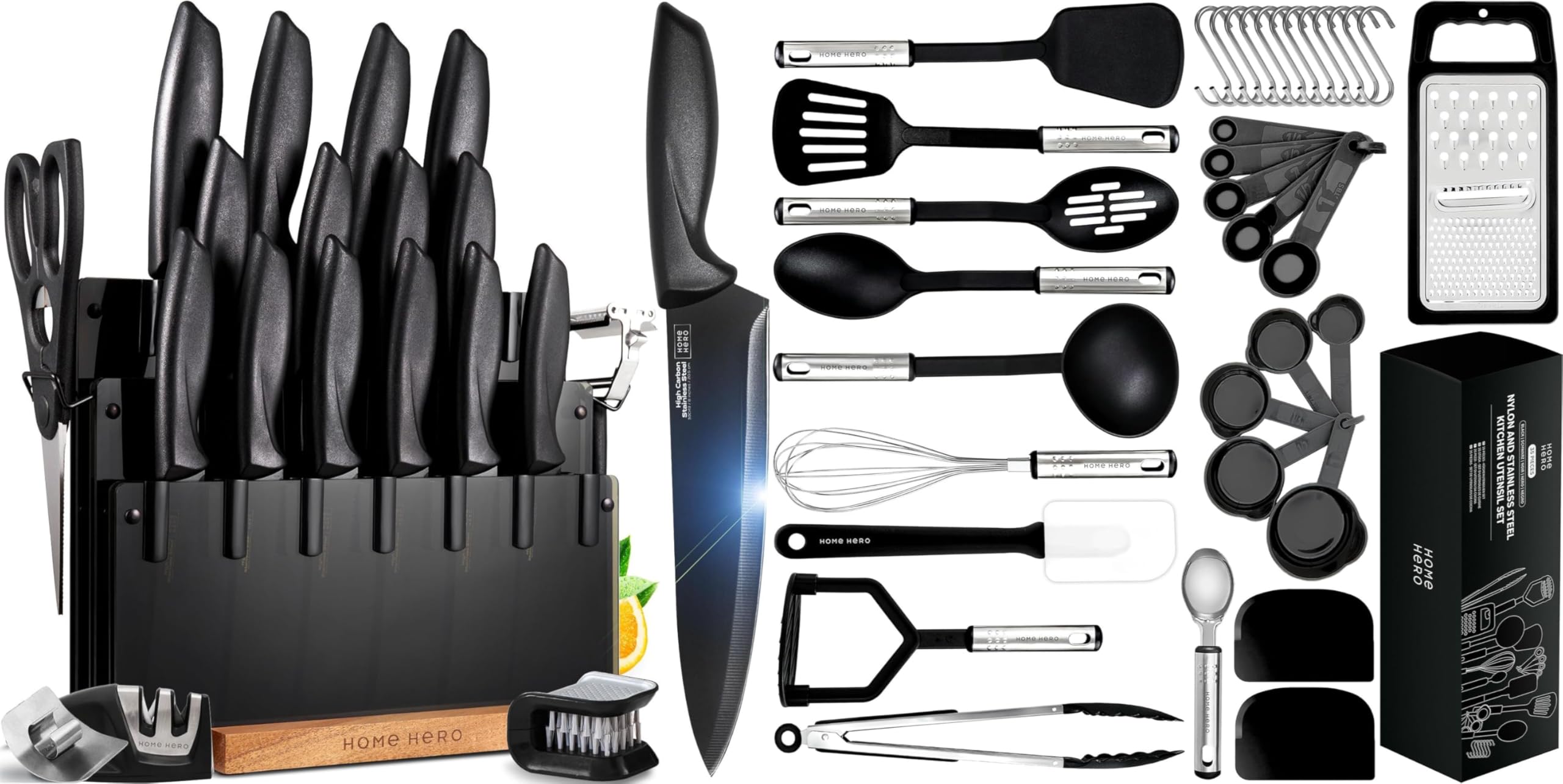 Home Hero 20 Pcs Knife Set + 35 Pcs Kitchen Utensils Set