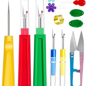 FIVEIZERO Seam Rippers for Sewing – 2 Big and 2 Small Stitch Remover Tools, Thread Ripper, Embroidery Removal Tool, with Needle Threaders, Thimbles, Tape Measure, Tailors Awl and Thread Snips