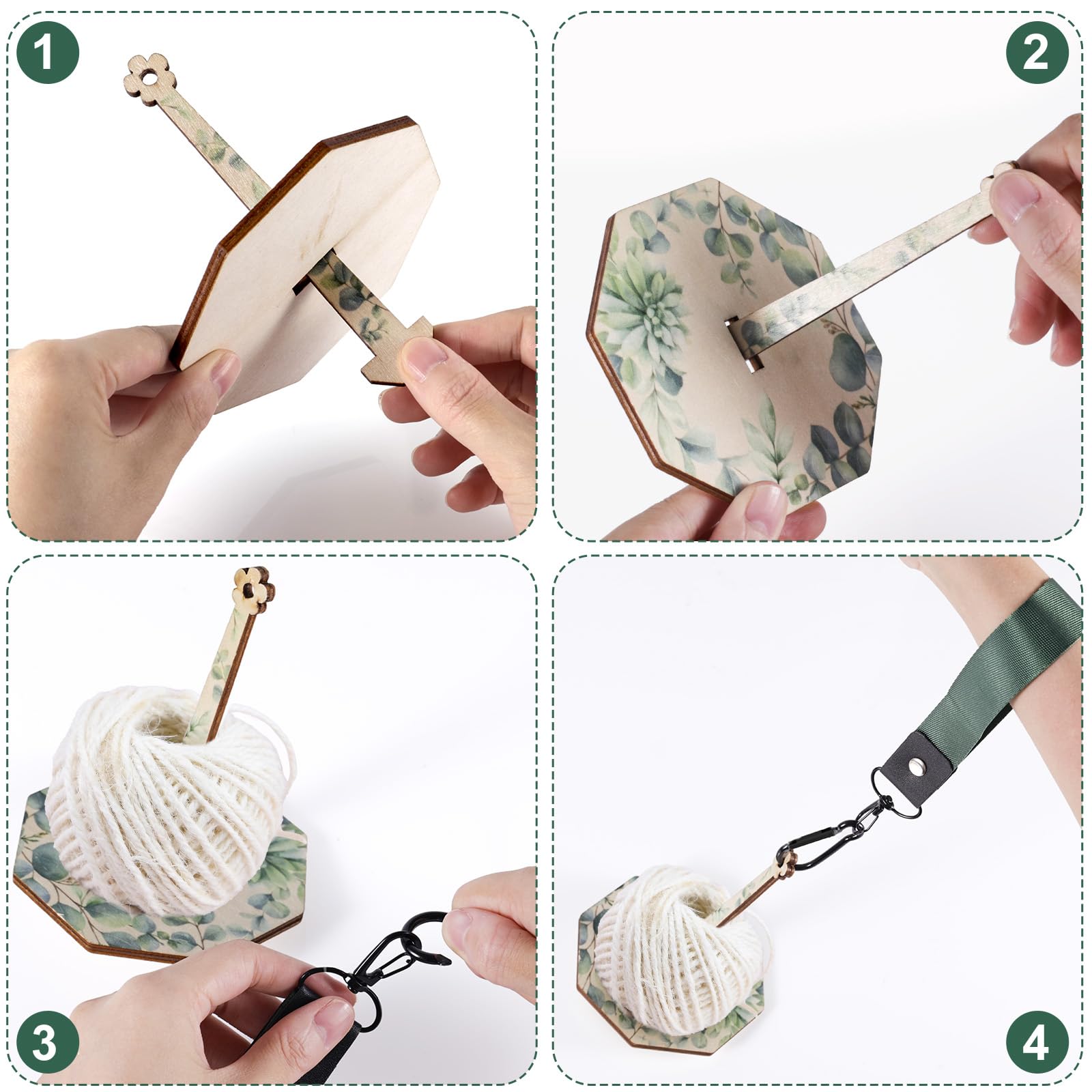 Wrist Yarn Holder, Wood Yarn Ball Holder with Wristband Portable Yarn Minder Spinner Knitting Supplies Yarn Holder Organizer Stand Crocheting Gift for Craft Lover