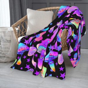 Mushrooms Magic Throws Blanket Gifts for Men Women Couch Bed Bedding Soft Rainbow Hippie Flannel Blankets 50x40 Inch