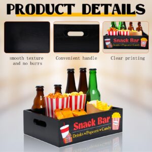 Snack Organizer with Handles Reusable Movie Night Snack Trays Wooden Popcorn Bag Snack Holder for Pantry Kitchen Table Family Movie Night Birthday Party Supplies